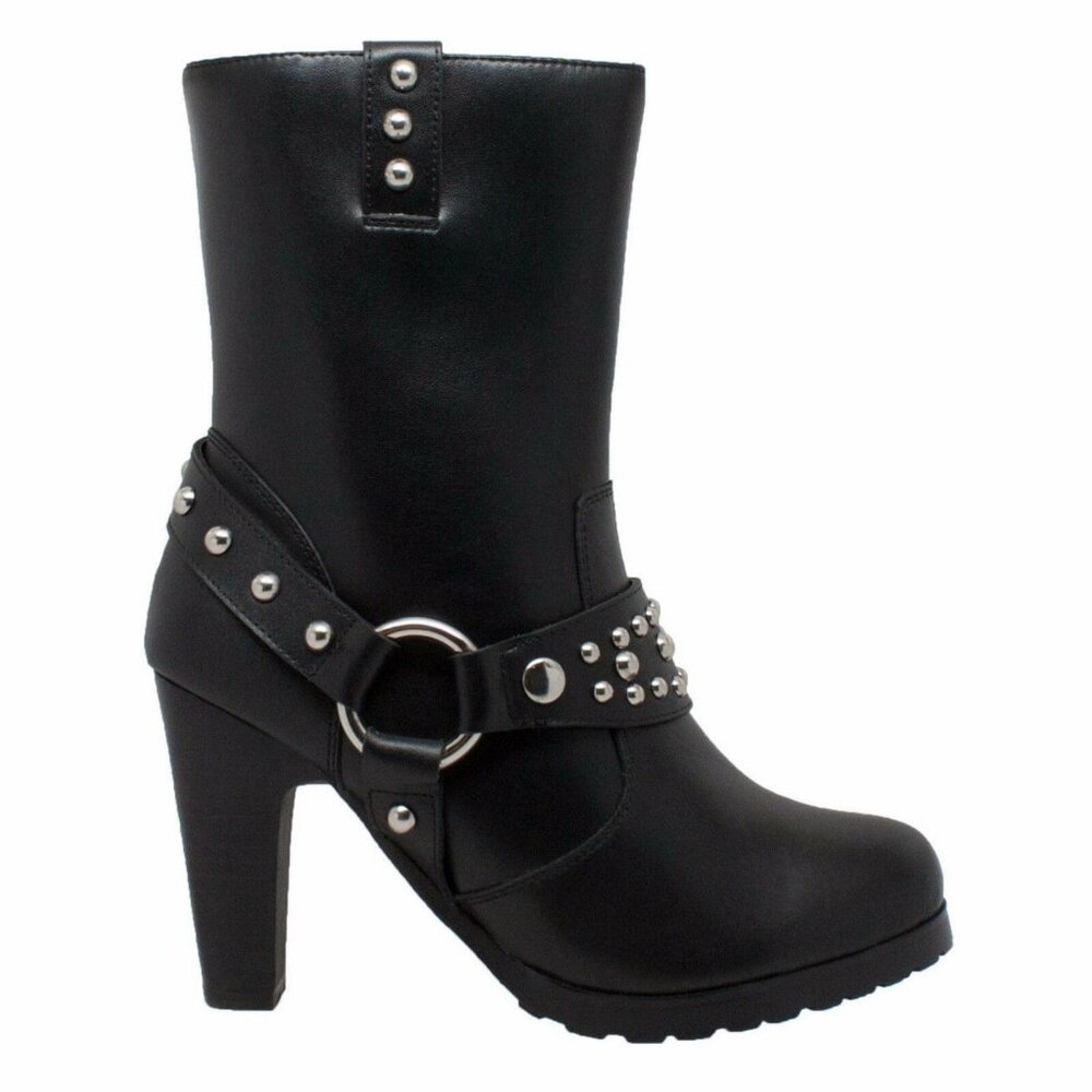 Ride Tecs 10 Inch Harness Biker Boots Black Leather Size 8.5 $129 MSRP